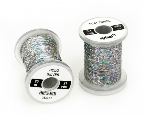 Flat Tinsel, 0.4 mm, Holographic Silver